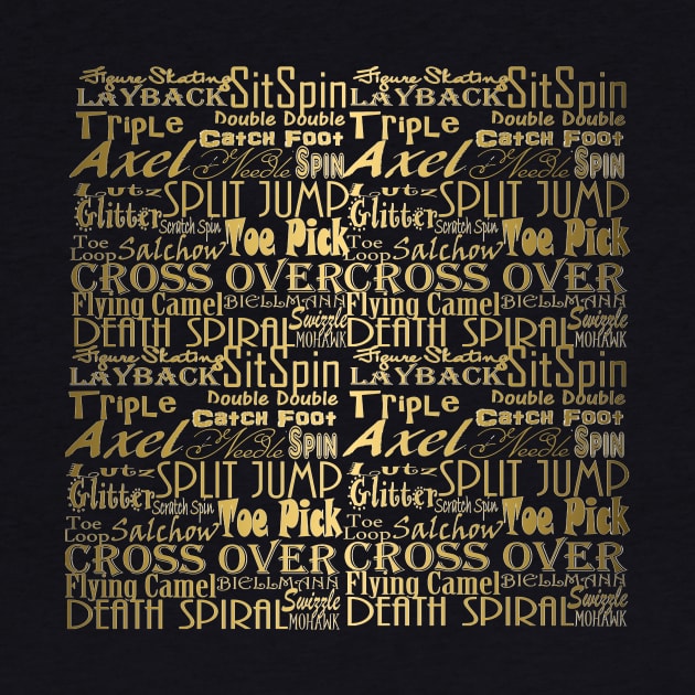 Figure Skating Subway Style Typographic Design Gold Foil by PurposelyDesigned